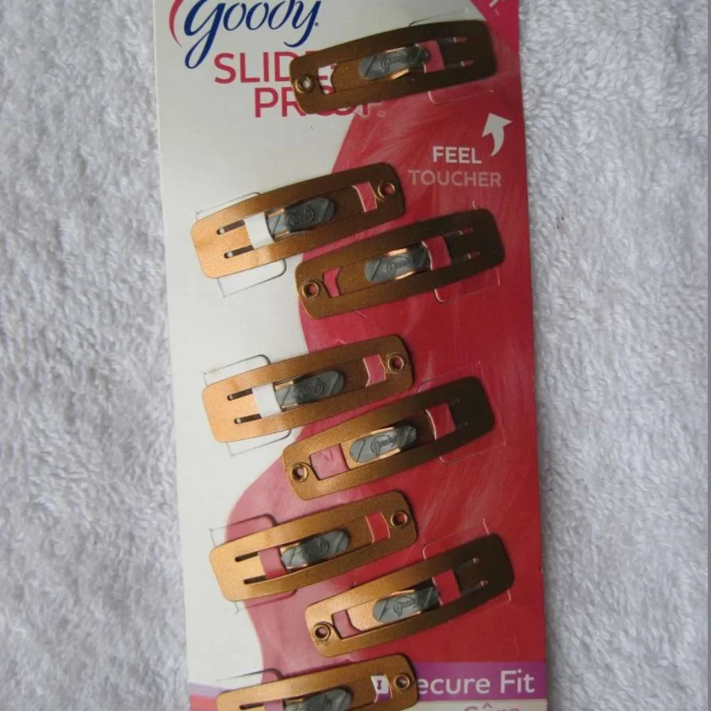 8 Goody Stay Put Slide Proof Hair Snap Clips Secure Hold Fit Black Blonde Silver